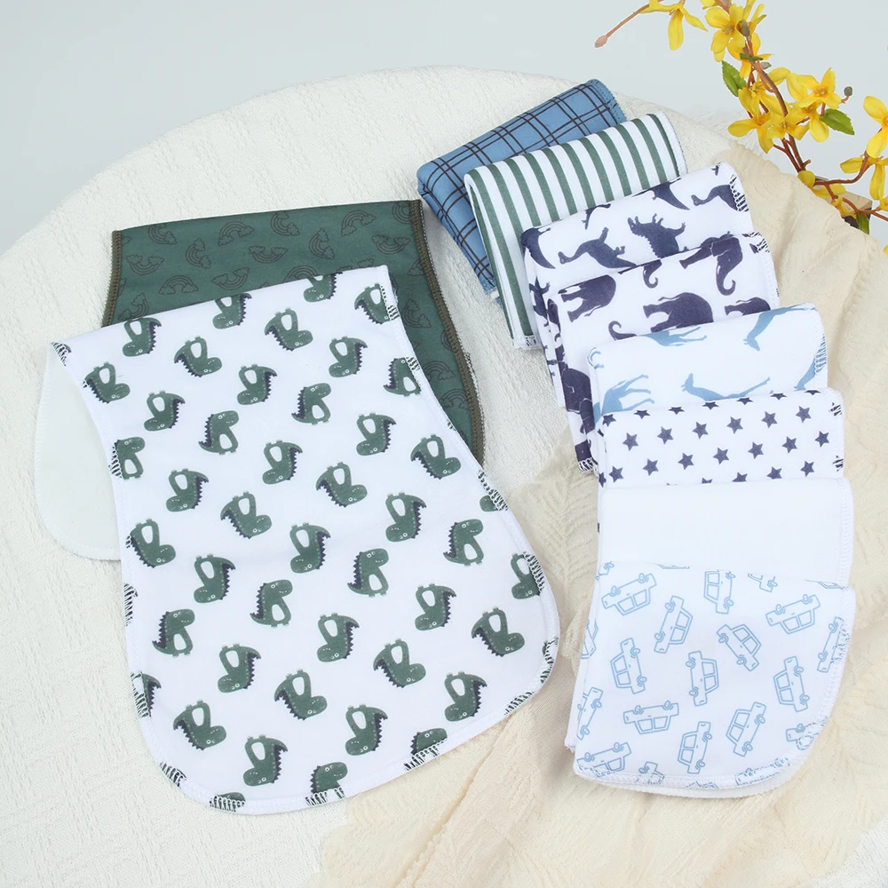 

10 Pack Extra Absorbent Baby Burp Cloths for Boys, Large Soft Burping Cloths for Newborn, Cute Printed Milk Spit Up Rags