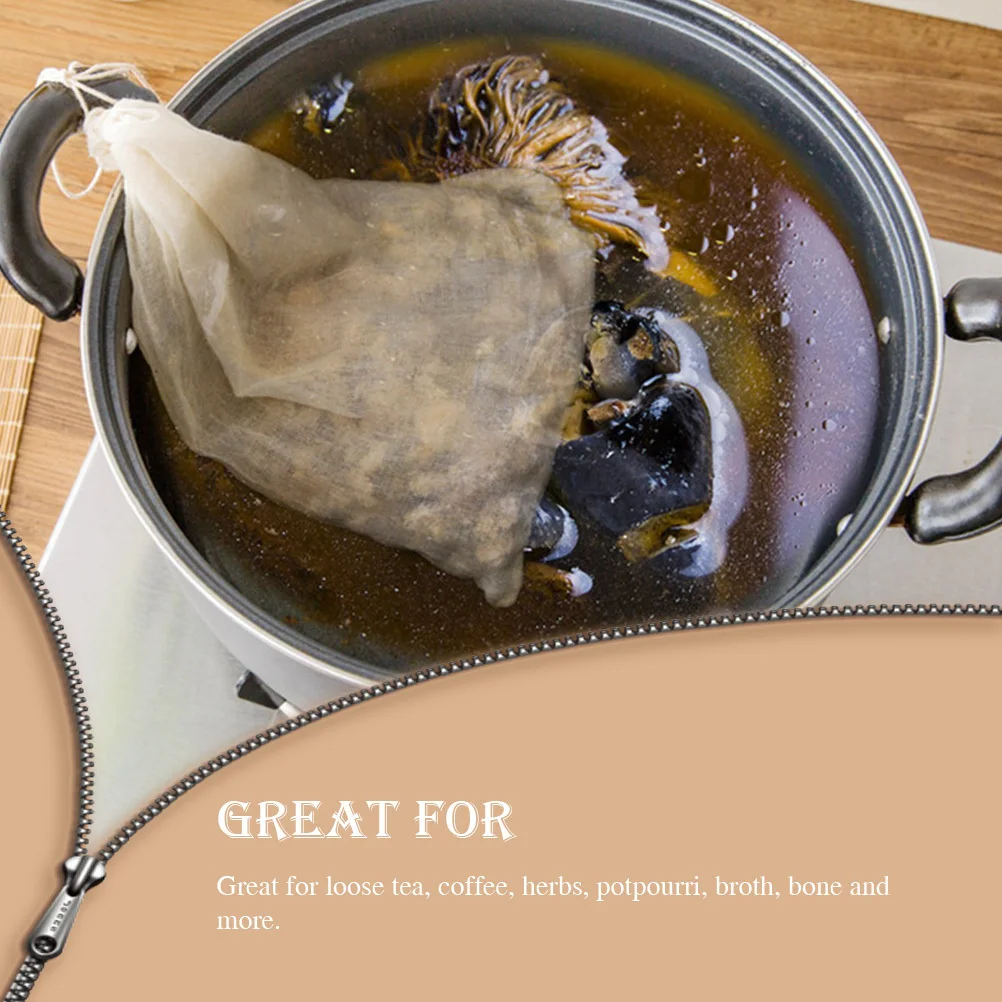 

12Pcs Cotton Filter Bags Reusable Drawstring Pouches for Tea Coffee Spices Soup Broth Chinese Medicine Straining Lightweight