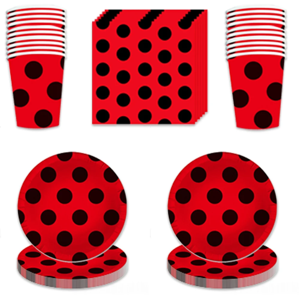 

60pcs/set ladybug Birthday Party Kids Boy Favor ladybug Paper Cup Plate Napkin Decoration Baby Shower Supplies