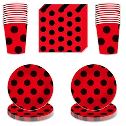 60pcs/set ladybug Birthday Party Kids Boy Favor ladybug Paper Cup Plate Napkin Decoration Baby Shower Supplies