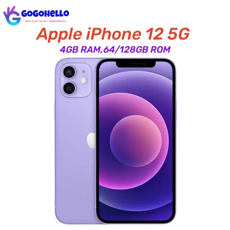 

Original Apple iPhone 12 4GB RAM 64GB 128GB ROM 6.1" Genuine Super Retina OLED Face ID NFC IOS 14.1 Unlocked 5G iPhone12 95% New