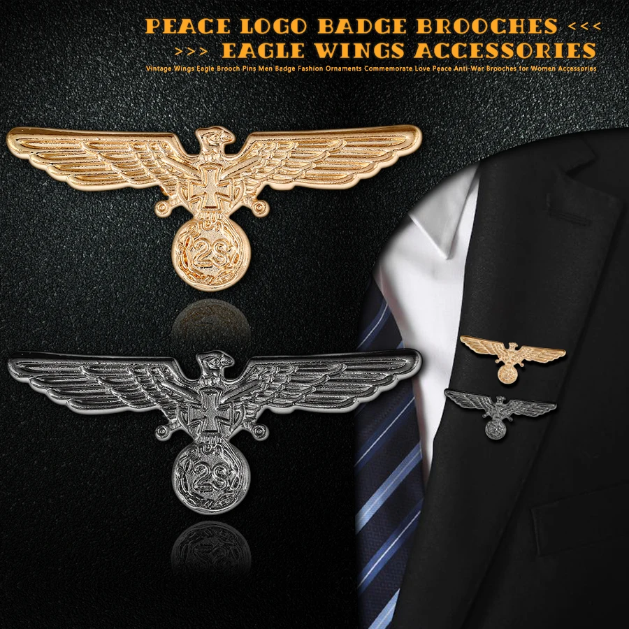 

Commemorate Peace Anti-War Brooches Badge Ornaments Fashion Vintage Wings Eagle Brooch Pins for Women Men Decorative Accessories