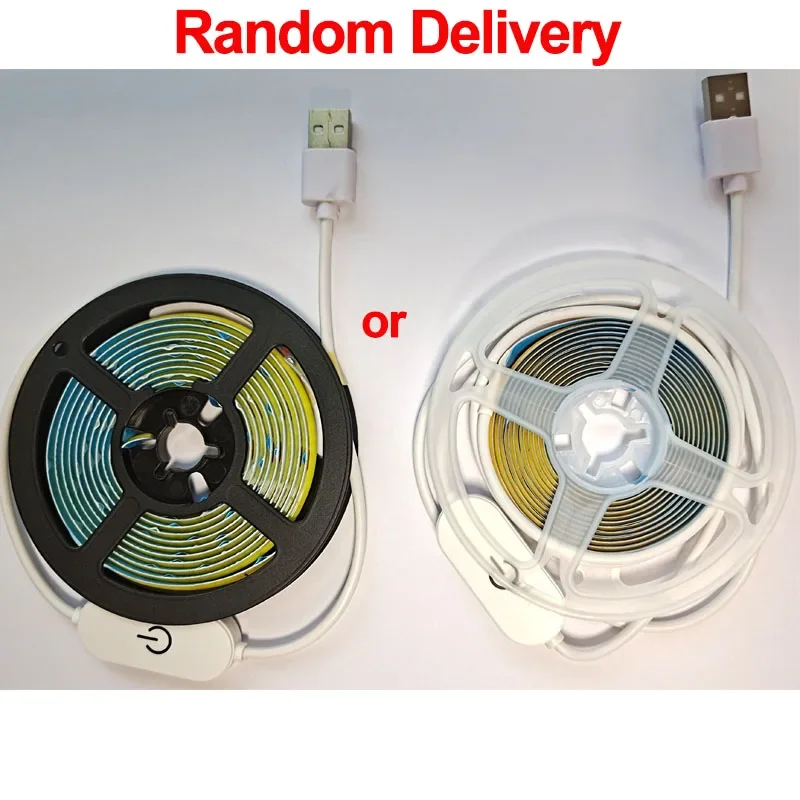 Lampu LED COB 5V Strip Sentuh Peredup Fleksibel Dioda Pita USB Linear Lampu Penerangan Dalam Ruangan DIY Lampu TV Cermin Lampu Latar Dekorasi Dinding