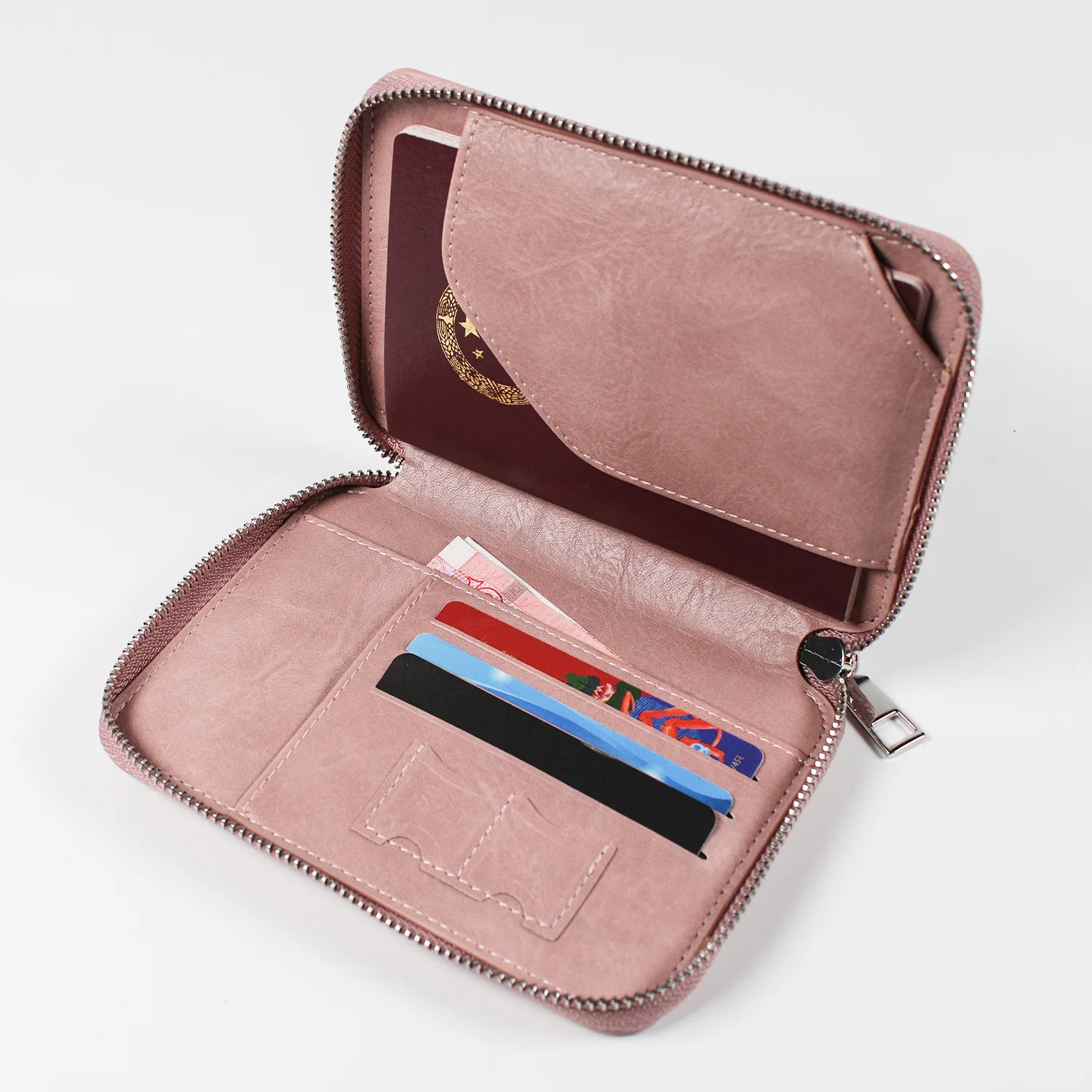 Multifunctional RFID anti-theft brush passport holder document bag travel wallet zipper storage document card bag passport bag