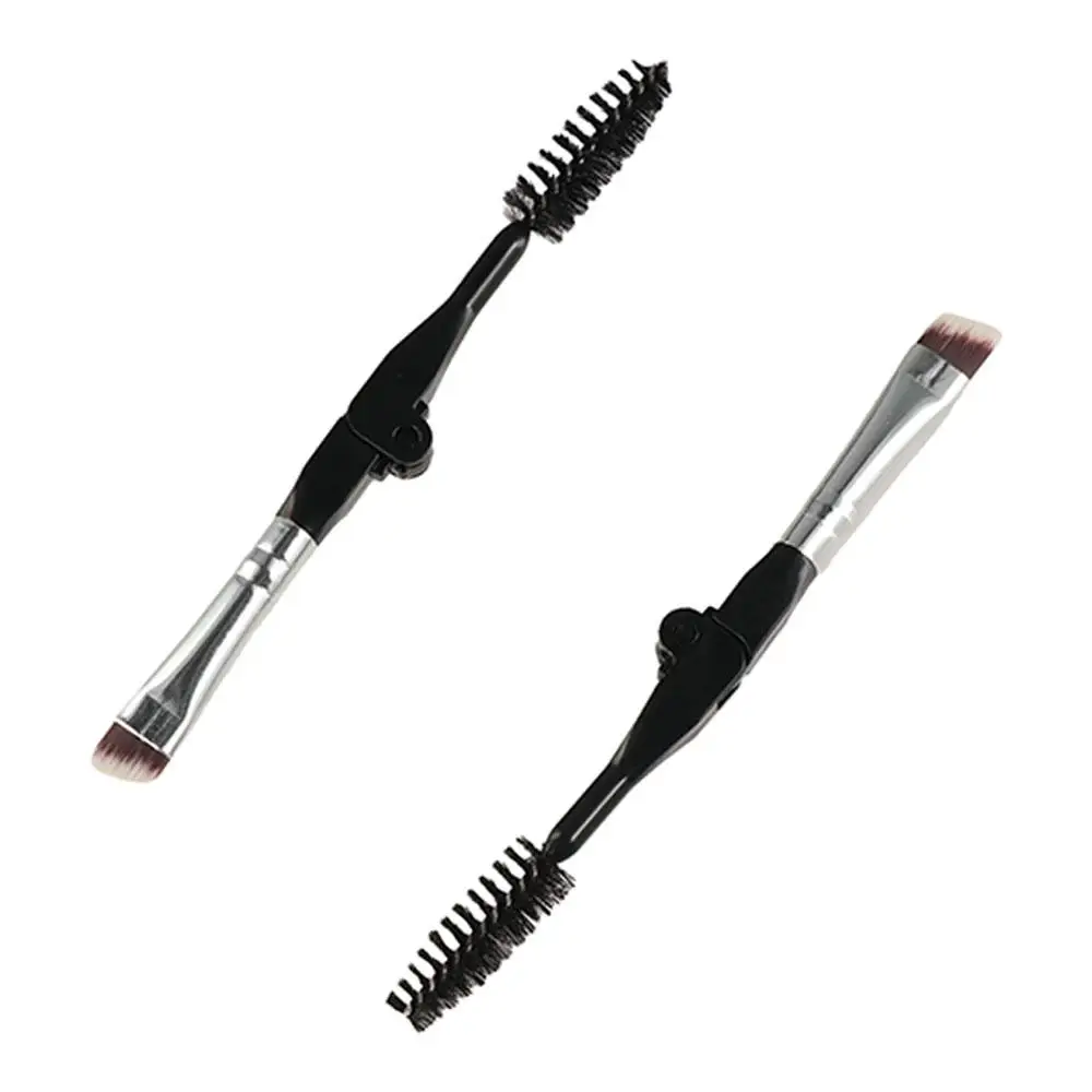 Strumento per toelettatura da viaggio Pennello per trucco Pennello per sopracciglia angolato Duo portatile Applicatore per mascara Pennello per sopracciglia pieghevole Pennello Spoolie