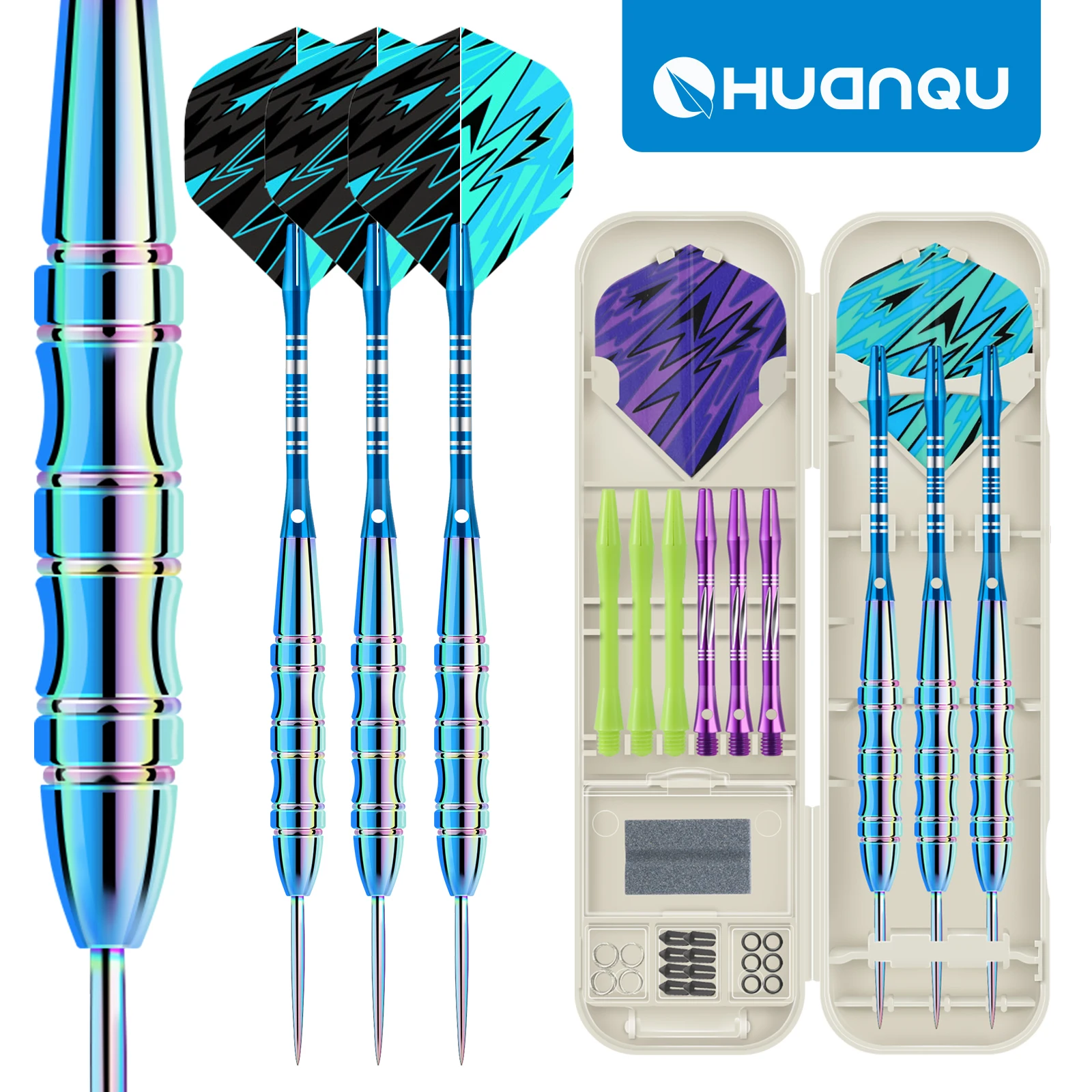 

Professional 3-Piece Stainless Steel Dart Set (Including Colorful Dart Barrels and Free Accessories), Suitable for Daily Practice, Competitive Games, Christmas Gifts, and Halloween Party Entertainment.