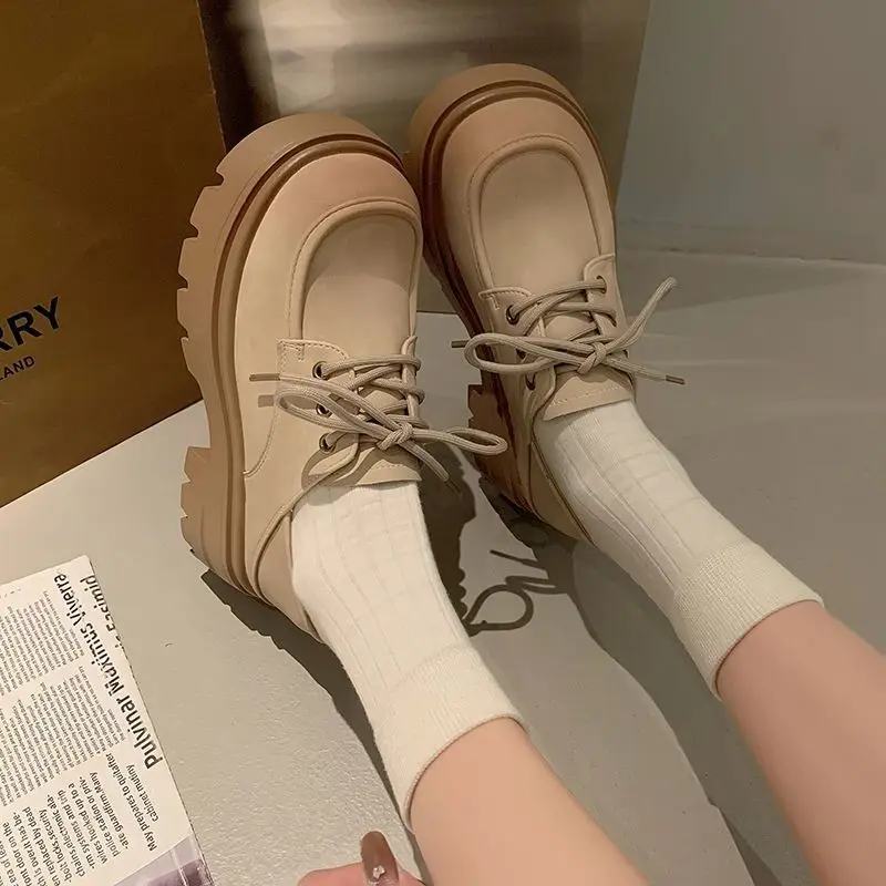 

SHANPA Retro Style Little Leather Shoes Solid Color Versatile Cute Womens Casual Shoes Buckle Mary Jane Shoes for Women