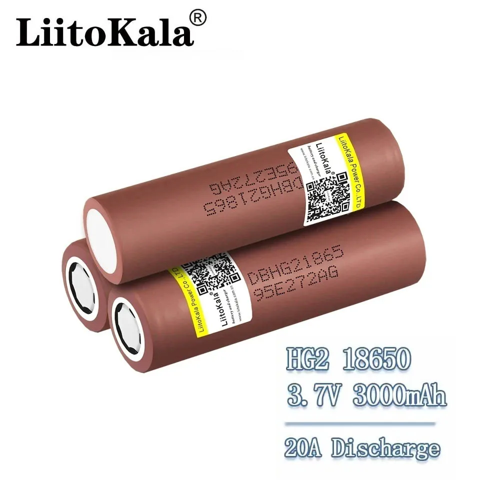 1-20PCS LiitoKala HG2 18650 3000mah 3.7V High discharge 18650 Battery 30A Rechargeable High Drain Battery or Box Mod flashlight