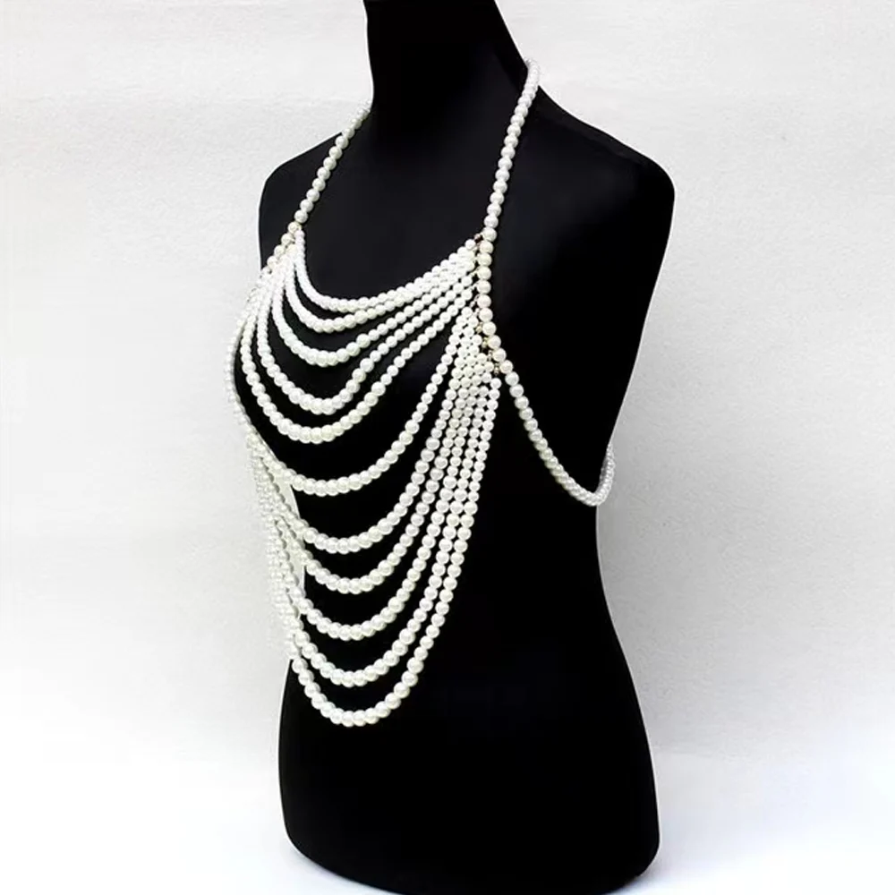 Maternity Photography Prop Pearl shoulder chainI mitation Pearl Statement Collar Necklaces For Photo Shoot Prop