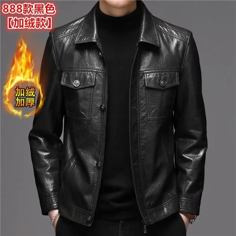 Men's Leather Jacket Sheepskin Vintage Soft Real Leather Jacket Men Genuine Spring Autumn Winter Internally Velvet Jacket Man