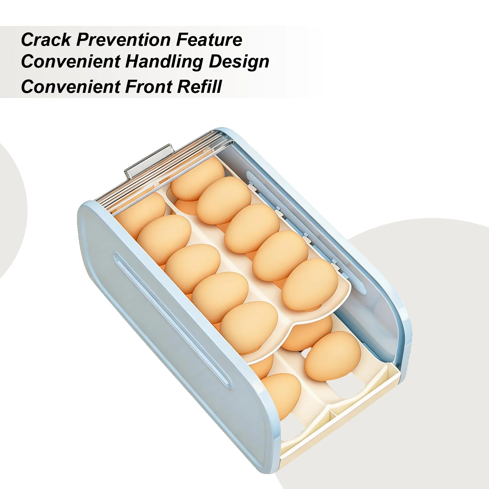 

Держатель для яиц, 2-уровневый автоматический роликовый диспенсер для яиц с раздвижной крышкой, большой емкости для холодильника, морозильной камеры, домашней кухни