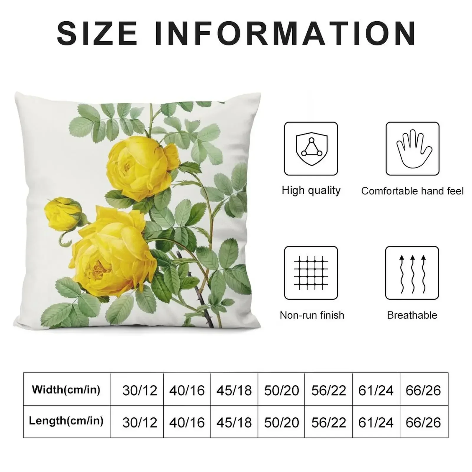 Rosa hemisphaerica known as Yellow Rose of Sulfur by Pierre-Joseph Redouté Throw Pillow Pillow Decor Custom Cushion Photo pillow