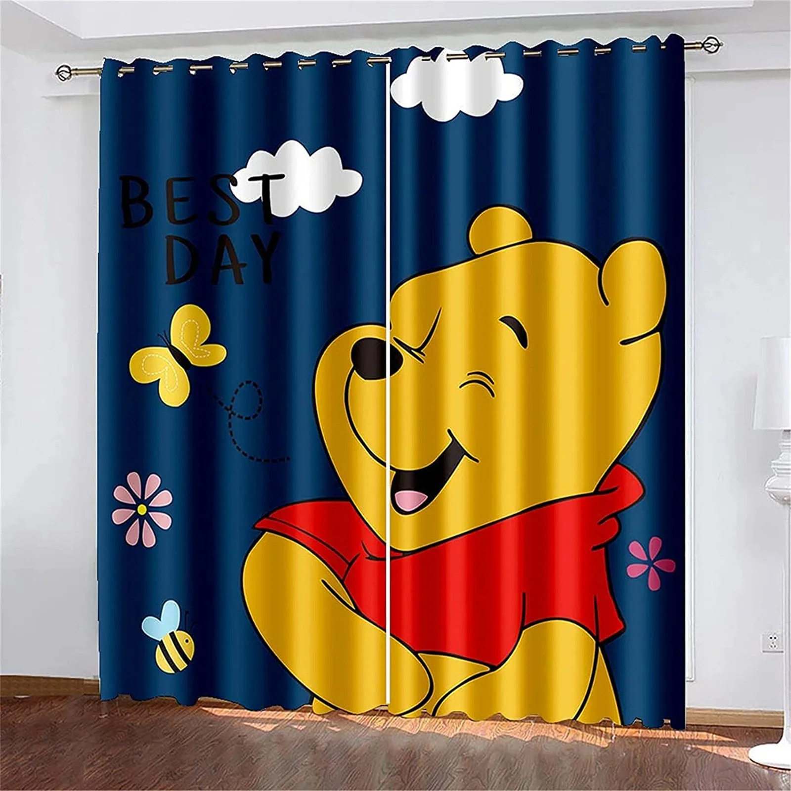 

Winnie The Pooh Home Decor Blackout Curtains For Living Room Bedroom 100% Polyester Anime Suitable Children And Adults
