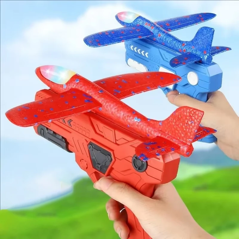 Foam Catapult Plane,  Outdoor Shooting Toy Gun, Rotating Boomerang Flying Aircraft Model