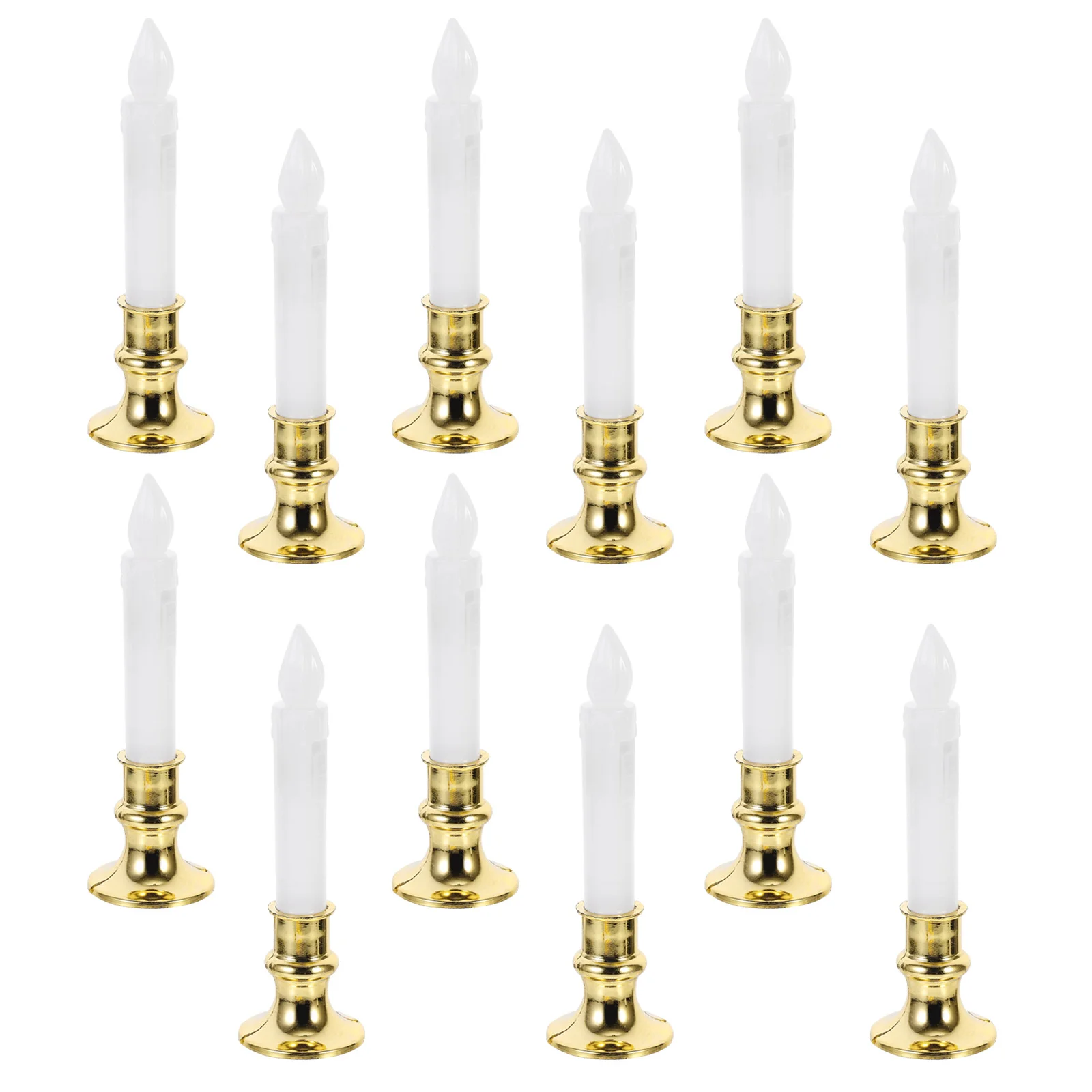 12 Pcs Electric Window Candles Electronic Lamp Artificial LED White Plastic Fake The Christmas