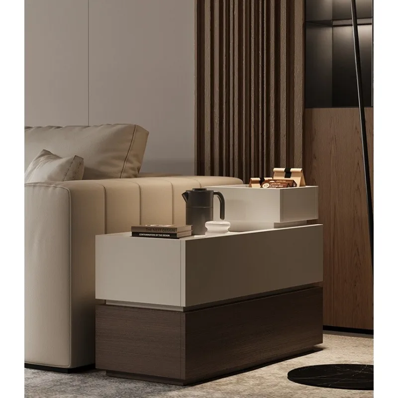 

Sofa side cabinet Italian simple living room rock slab rectangular edge combination Suitable for indoor use