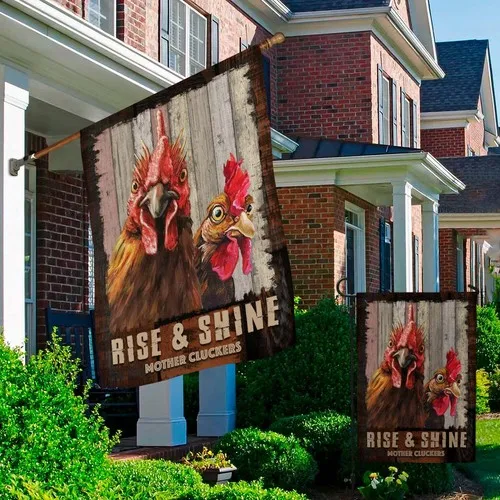 Rise and Shine Mother Cluckers Decorative Funny Rooster Flag Graden Flag UUI GGX