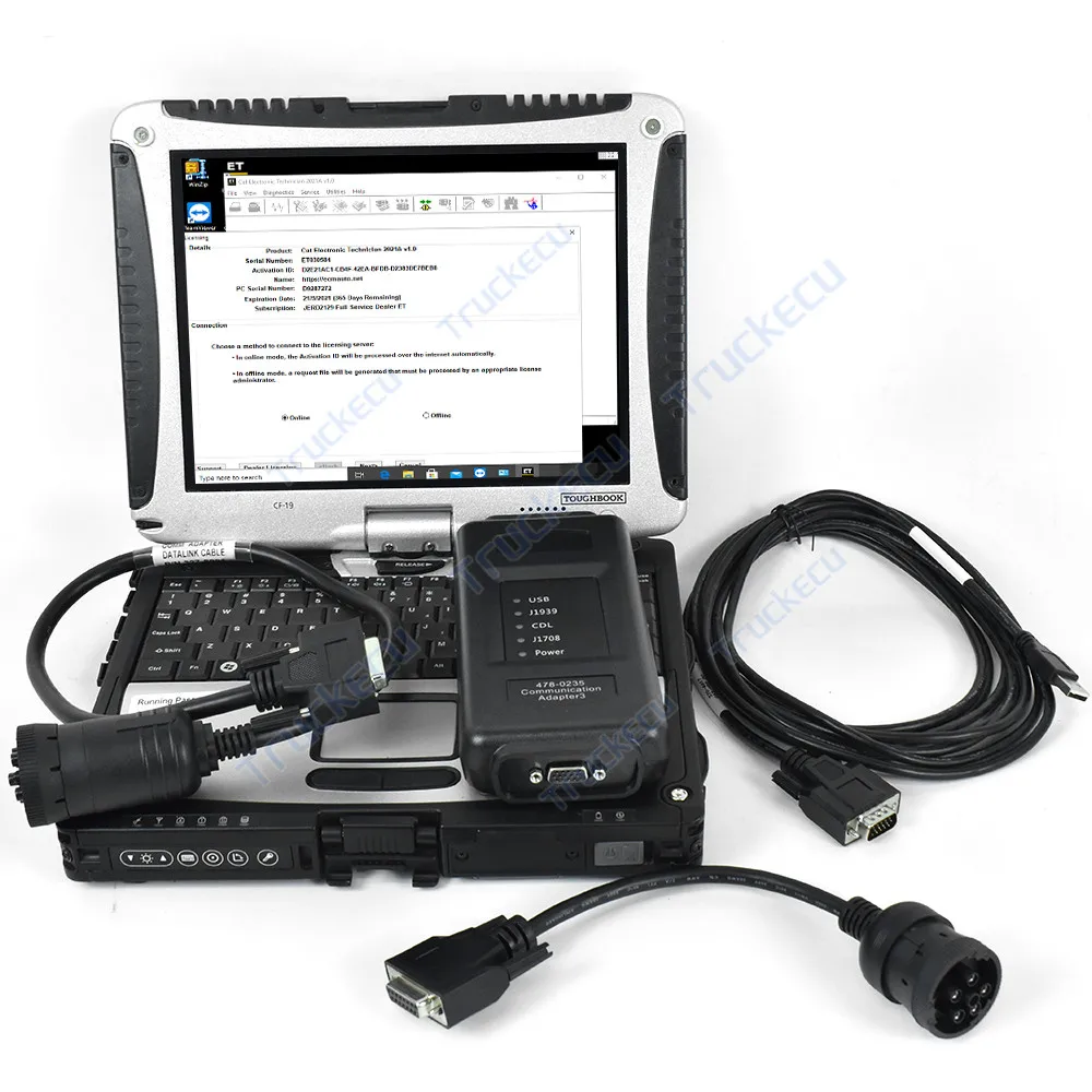 Toughbook CF19 Laptop With Communication Adapter ET Com4 Adapter Kit SIS Excavator Truck Diagnostic Tool ET4 478-0235