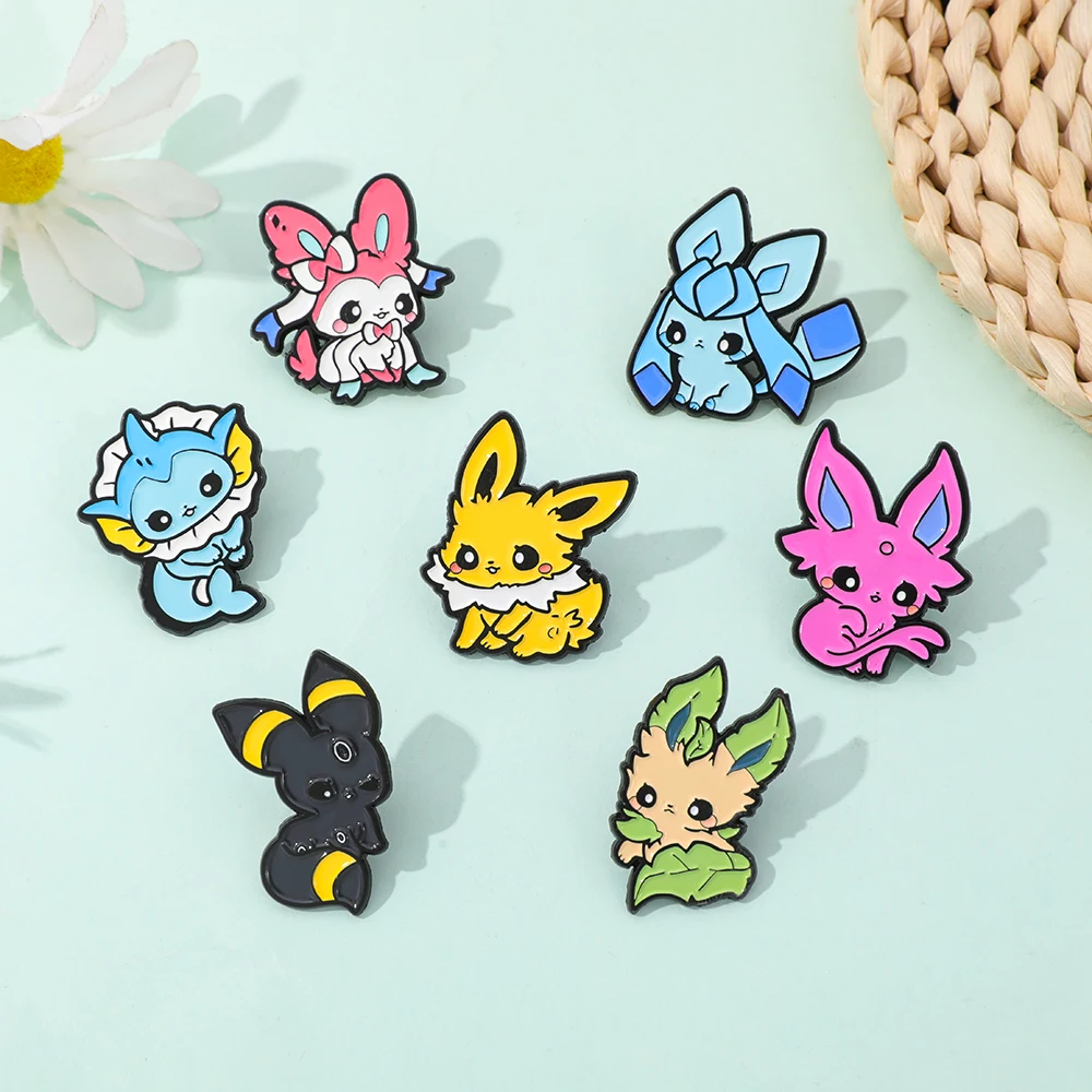 Pokemon Eevee Pin de solapa esmaltado - Broche de monstruo de juego de dibujos animados para mochila Joyería de moda Regalo de vacaciones ideal para amantes de los anime