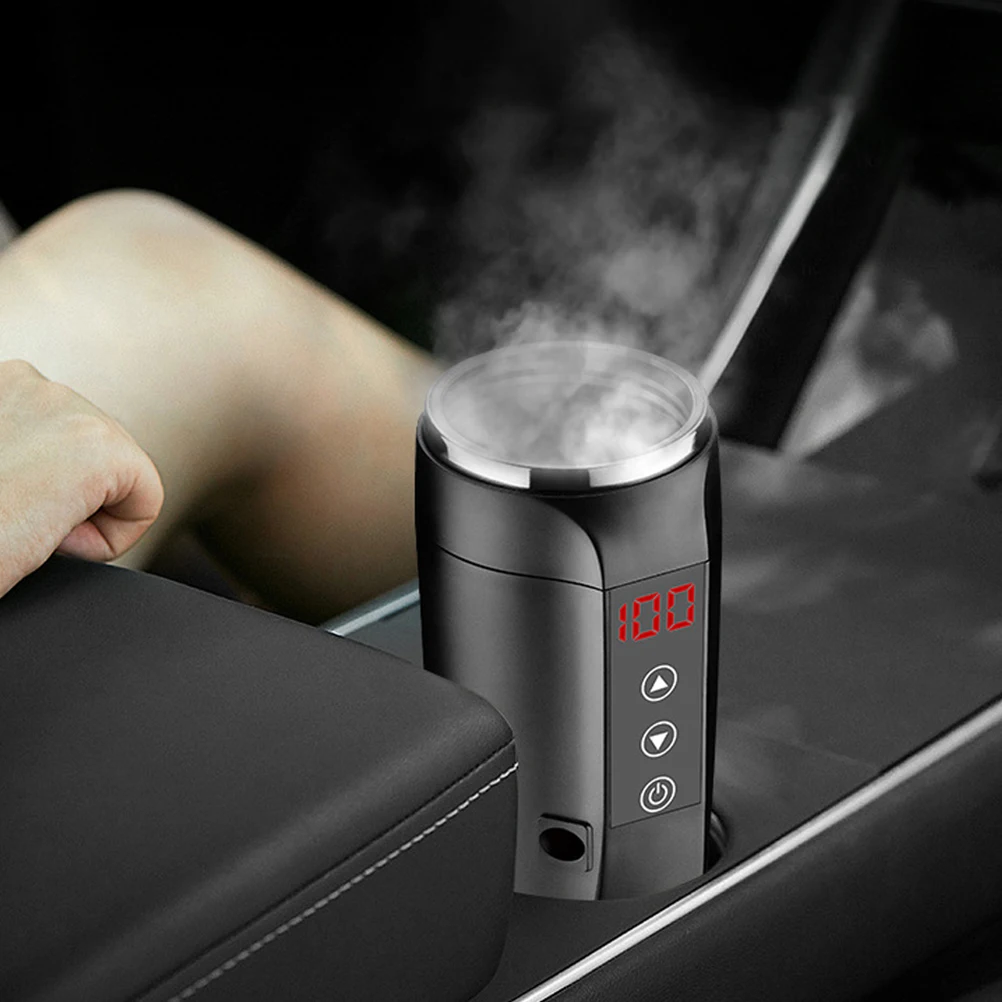

Heating Cup 12V 24V Stainless Steel Vacuum Cup Temperature Display For Coffee Tea Beverage Car Suv Use Heated Mug