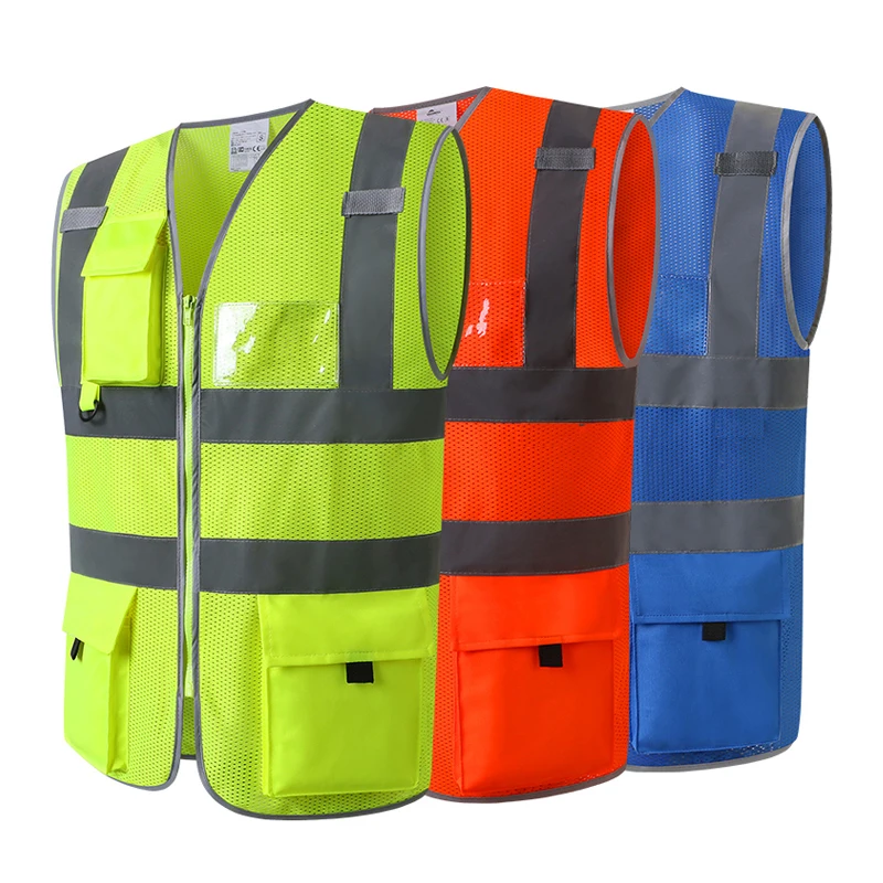 Blue Mesh Safety Vest High Visibility Safety Vest Security Vest With Highlight Reflective Stripes Hi Vis Workwear Waistcoat