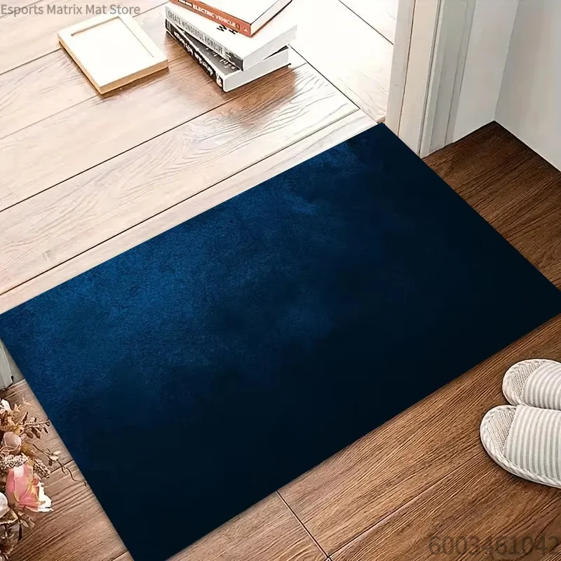 Tapis d'intérieur en velours bleu marine uni, antidérapant, lavable, pour salon, chambre à coucher, etc.