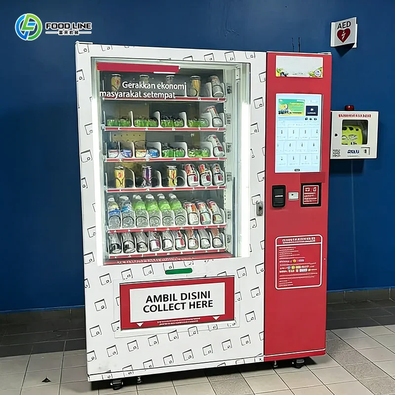 FOODLINE Custom Outer Shell Combo Vending Machine Low Noise Compressor Replaceable Payment Module Gear