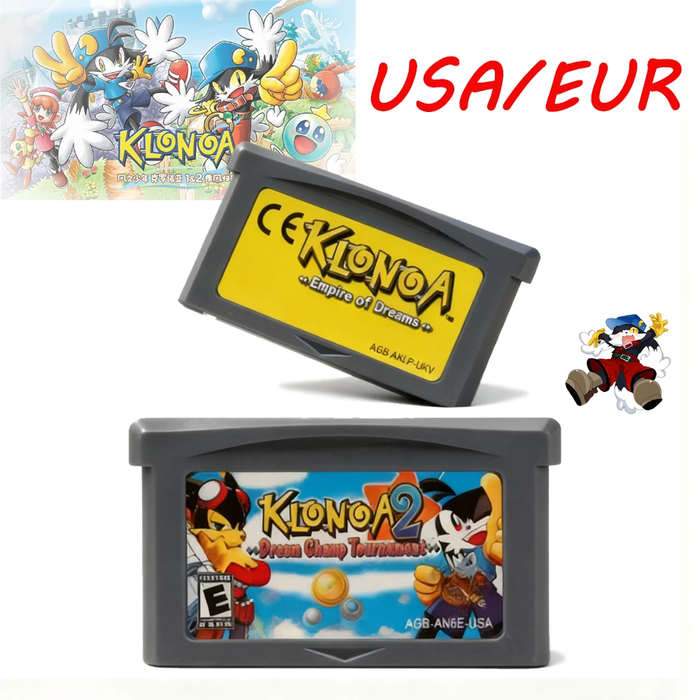 

GBA Game Klonoa Series 32 Bit Video Game Cartridge Console Card Empire of Dreams Dream Champ Tournament