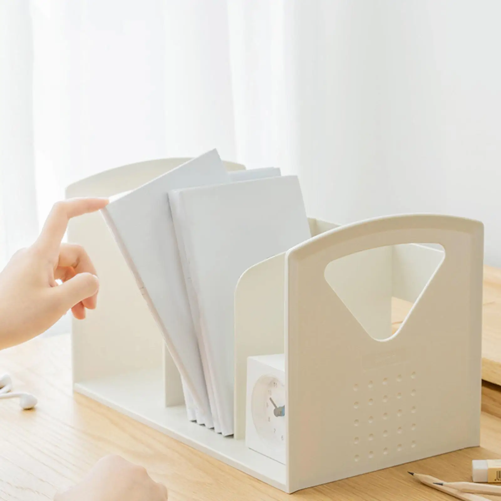 Book Organizer Book Stand Holder Shelf Bookend Desktop Newspapers Magazine File