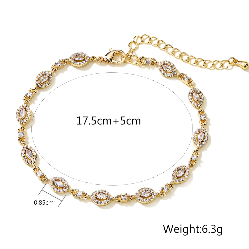 ZAKOL Fashion Geometric Marquise Cut Cubic Zirconia Bracelet for Women Adjustable Charm Bridal Bracelets Female Wedding Jewelry