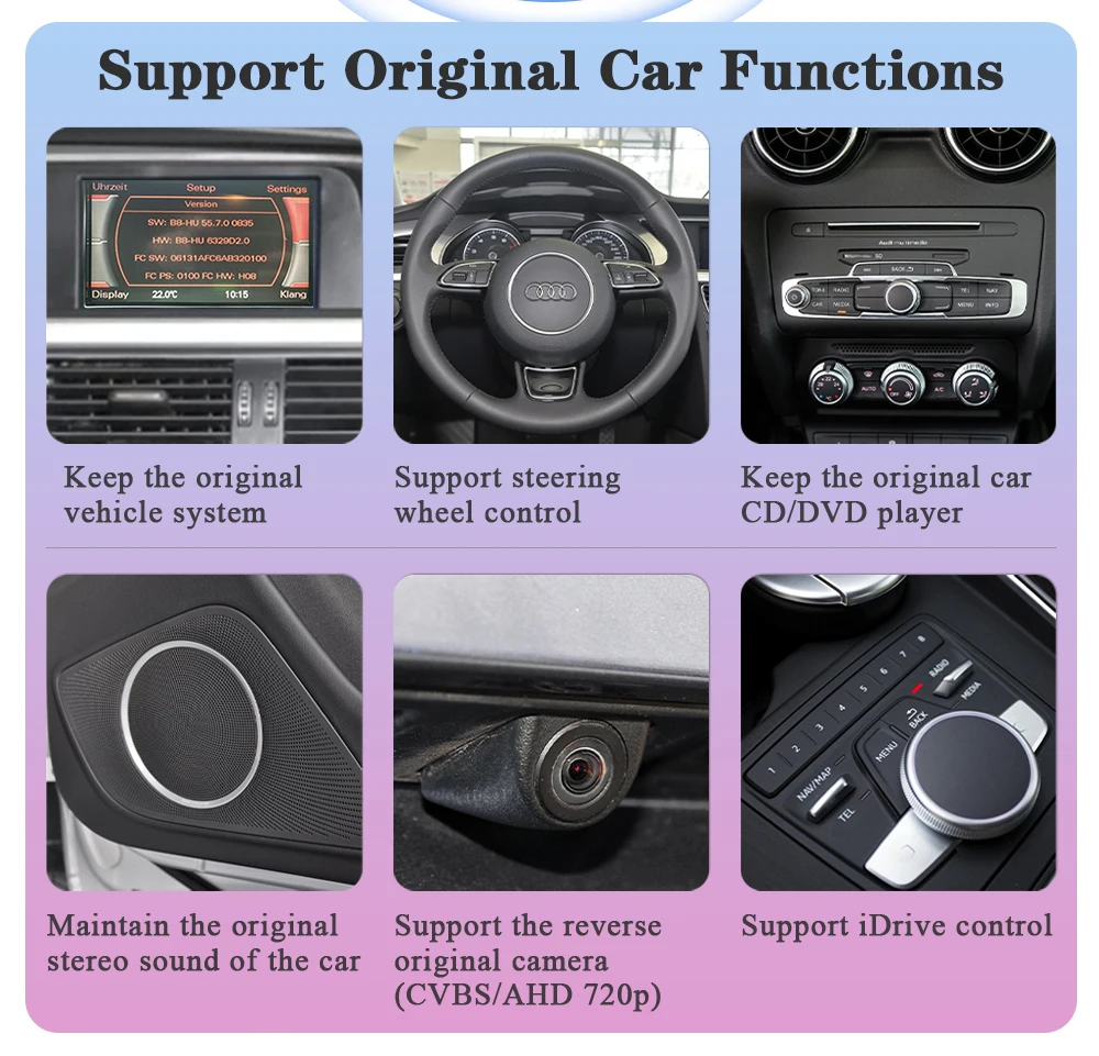 AUTOTOP Linux Wireless CarPlay Interface Box für Audi A1 Q3 2012-2018 mit Spiegel LinkaAirPlay Android Auto GPS Navigation BT – Detail 5