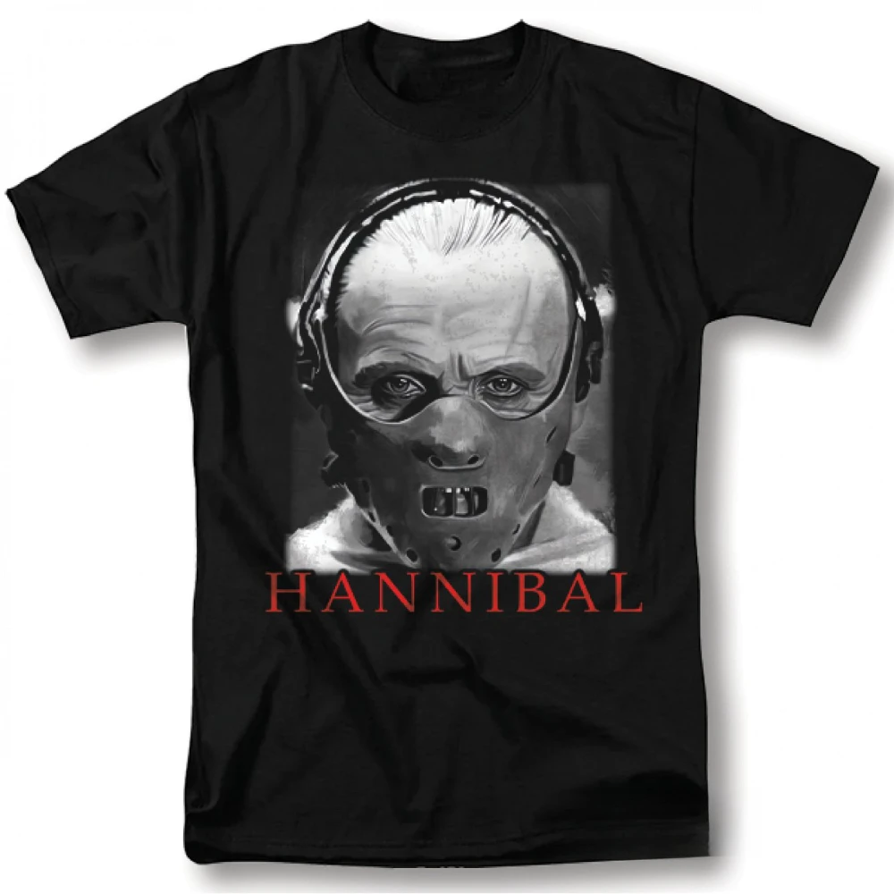Men's Hannibal Lecter Graphic T-Shirt The Silence of The Lambs Horror Movie Tee Headphones Design Casual Top for Men