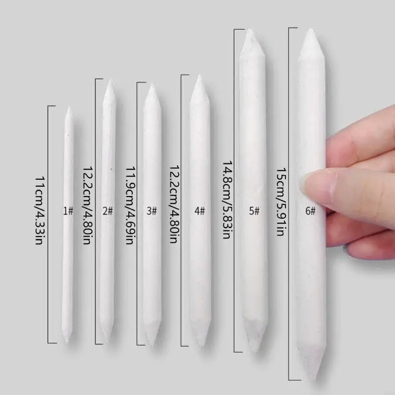 Hx6d 6pcs مزج Smudge Tortillon Stump Sketch 6 أحجام فنية أداة الرسم الباستيل جديد