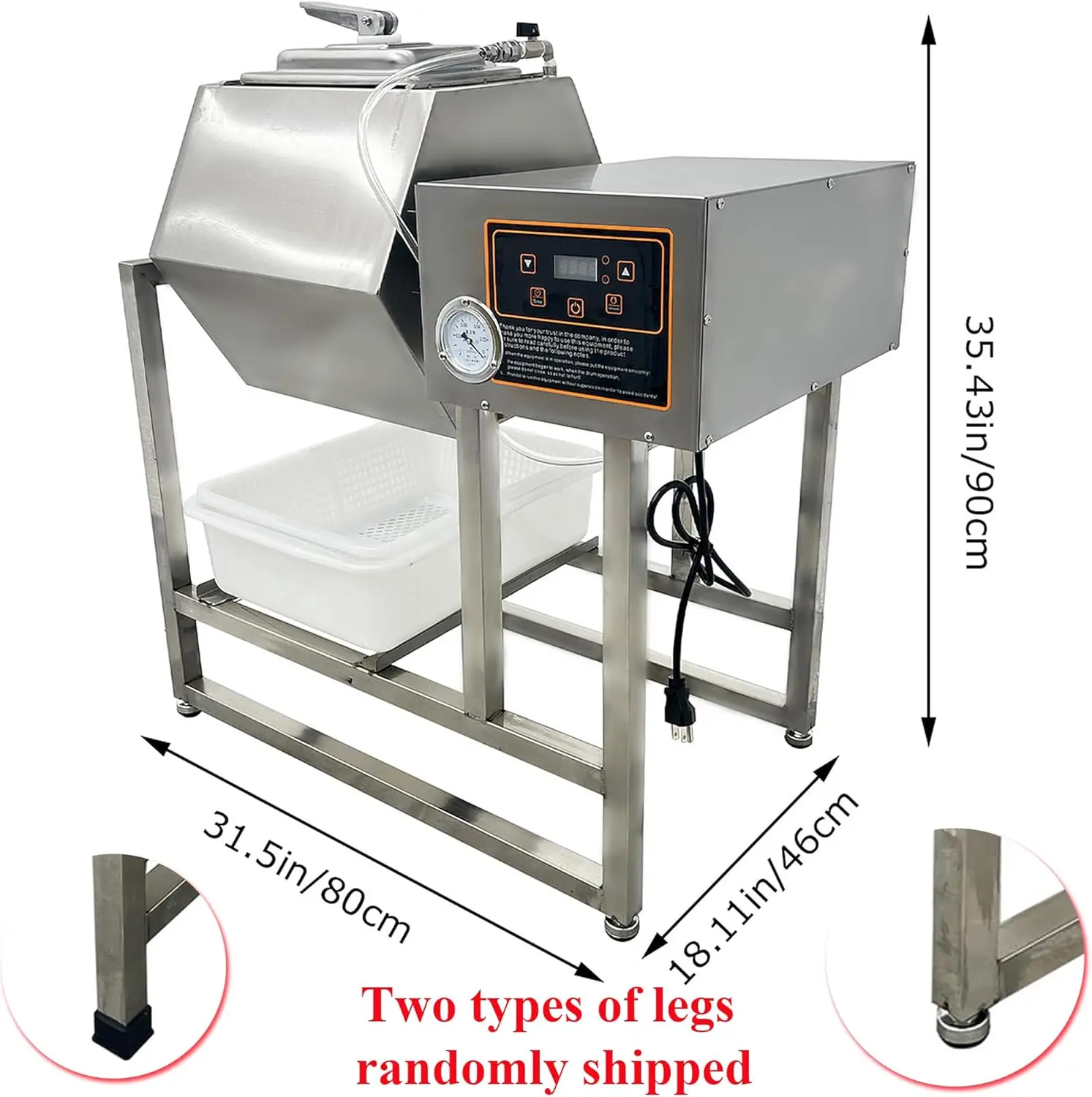 45L/25KG 食品肉硬化ローリング混練機真空ポンプ肉野菜タンブラーマリネステンレス鋼 110V 350 ワット