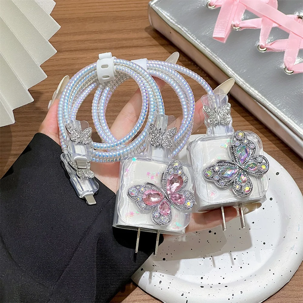 Soft Floral Data Cable Protection Case 18/20W Fast Charge Protector Winder Organizer for iPhone 18 17 16 15 14 13 12 11 New 2026