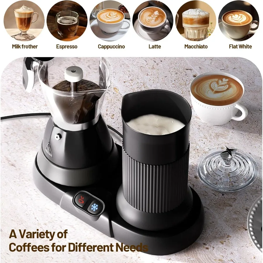 Macchina per caffè espresso elettrica con montalatte 2 in 1 Efficiente caffettiera Moka con struttura in alluminio e OneTouch