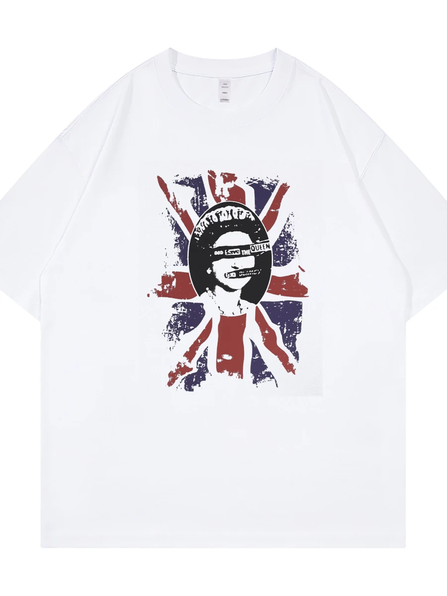Retro American Streetwear Punk Rock T-Shirt Loose Fit Cotton round Neck Short Sleeve Casual Top for Youth Breathable Summer Tee