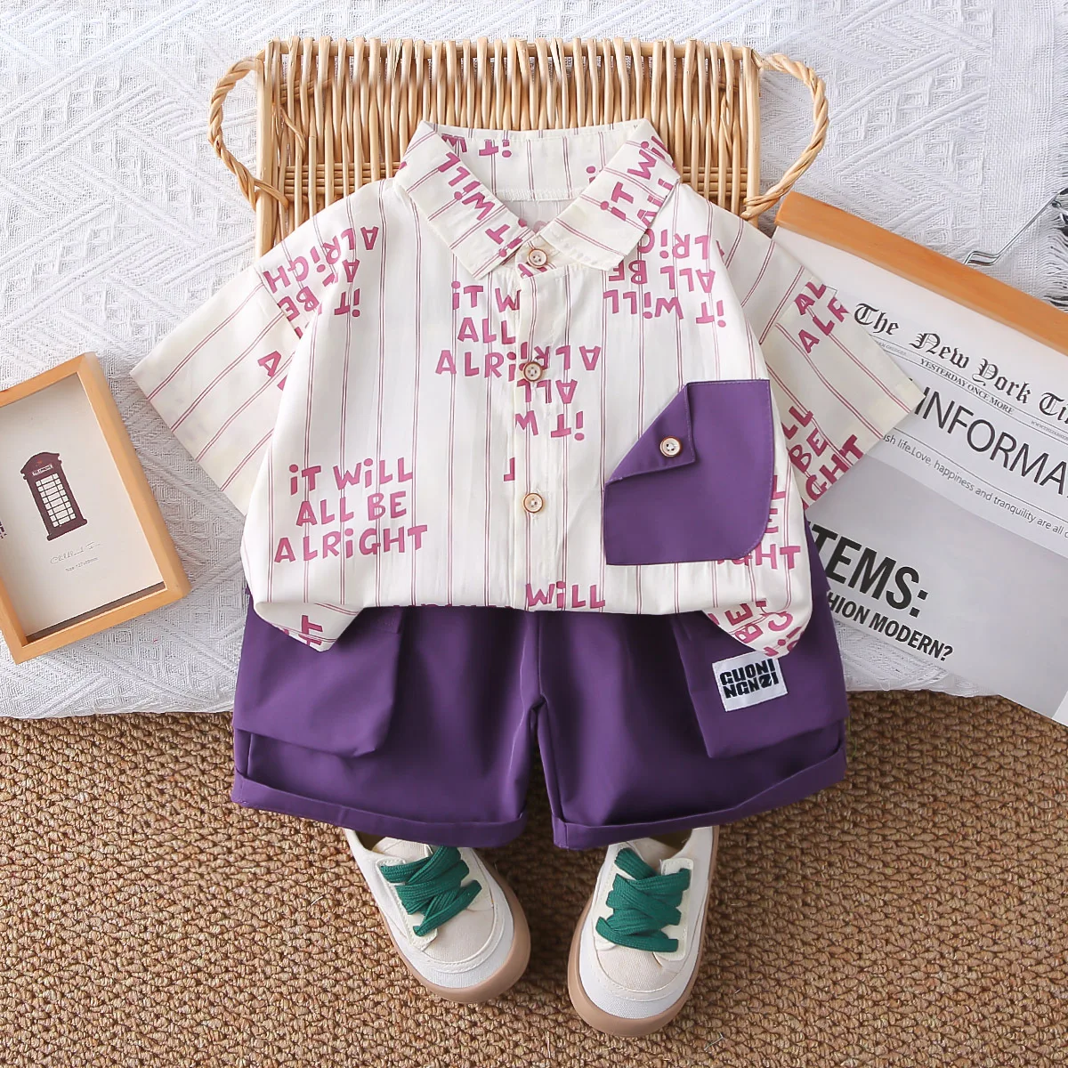 New Summer Boys Clothing Set Fashion Handsome Letter T-shirt + Shorts 2 Pcs Suit For 1-6 Years Kids Children Birthday Present