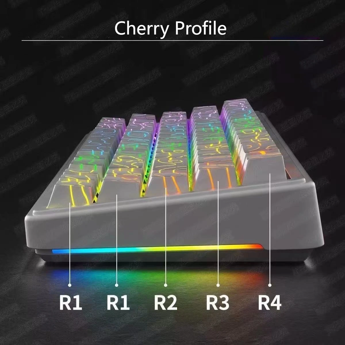 97/133 Keys Contour Lines Keycaps Side-lit Cherry Profile Black White Key Cap for 60% 75% TKL 96% 100% Mechanical Keyboard