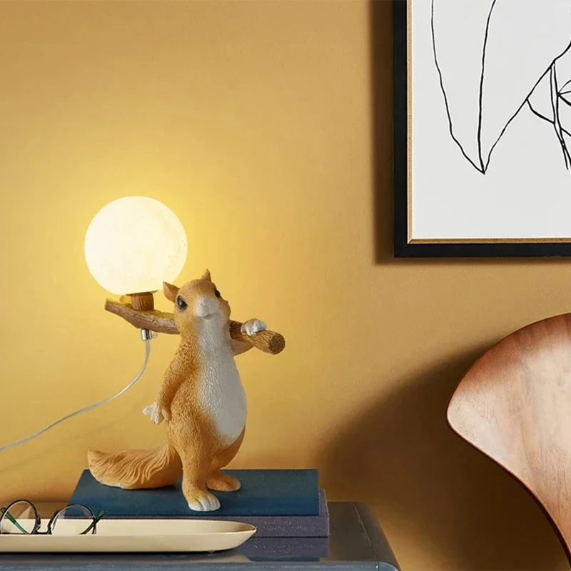 Nachttischlampe Lampe Kinderlampe Wohnzimmer Schlafzimmer Dekorative Leuchte Niedliche dekorative Eichhörnchenlampe