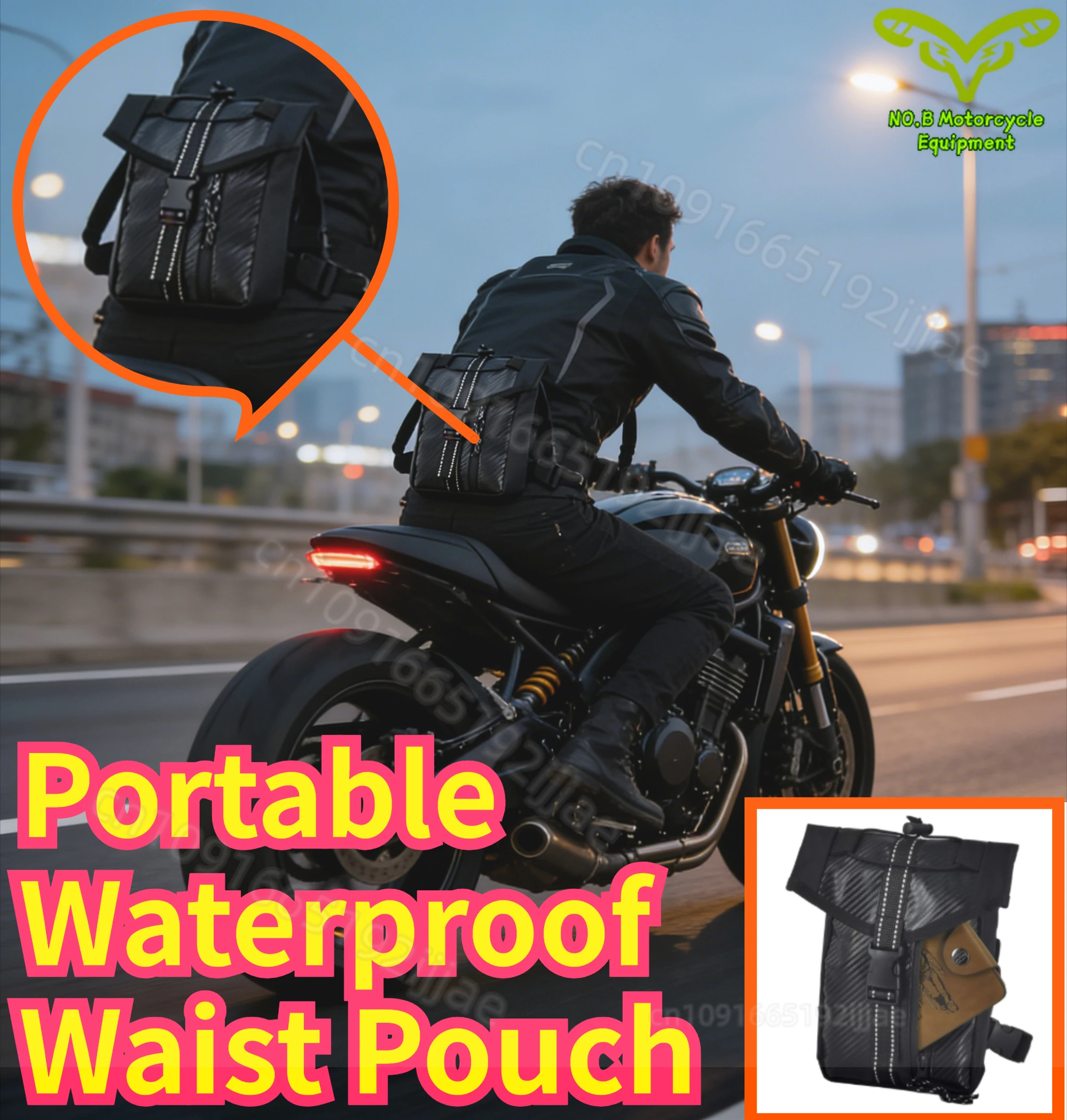 プレミアムレザーバイク用ウエストバッグ-防水耐摩耗性反射材付きライディングレッグバッグ-クロスカントリー旅行用収納パック