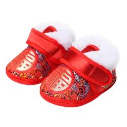 Chaussures traditionnelles de style chinois pour bébé, souliers pour enfant, nouveau-né, décontracté, chaud, premiers pas, nouvel an, hiver