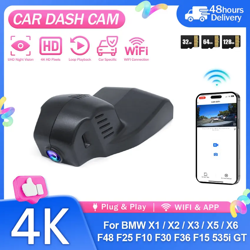 DashCam 4K HD For BMW Chassis F01 F02 F06 F07 F10 F11 F15 F16 F20 F21 F25 F26 F30-F32 F36 F45 F48 F80 F82 F85 Video Recorder