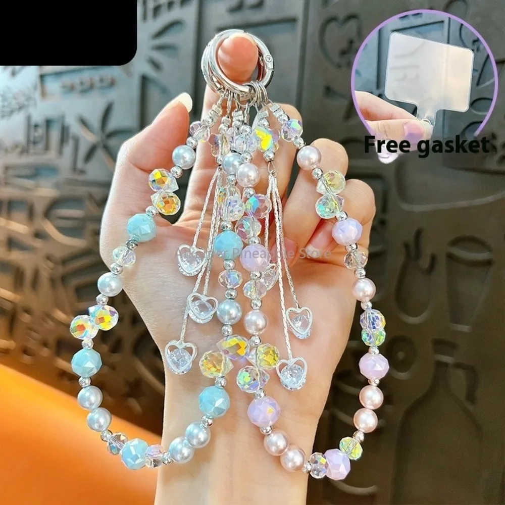 

Tassel Bow love Beaded Mobile Phone Lanyard Keychain Anti-lost Wrist Strap Bag Charm DIY Bag Pendant Gift For Women Girls