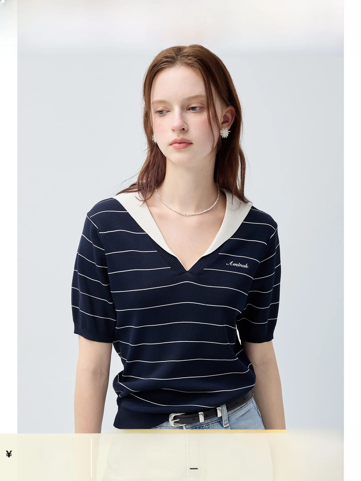 

plus Size Women's V-Neck Knitwear Short Sleeve Loose Slimming T-Shirt Commute Summer Fashion Korean Style Breathable Casual Top