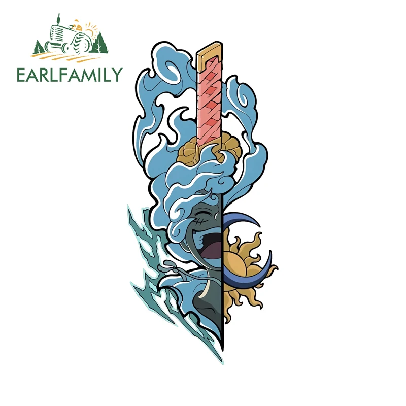 EARLFAMILY Anime Monkey D Luffy Attactive Car Stickers Creative Knife Design Decals Amusing Car Door Protector Decoration