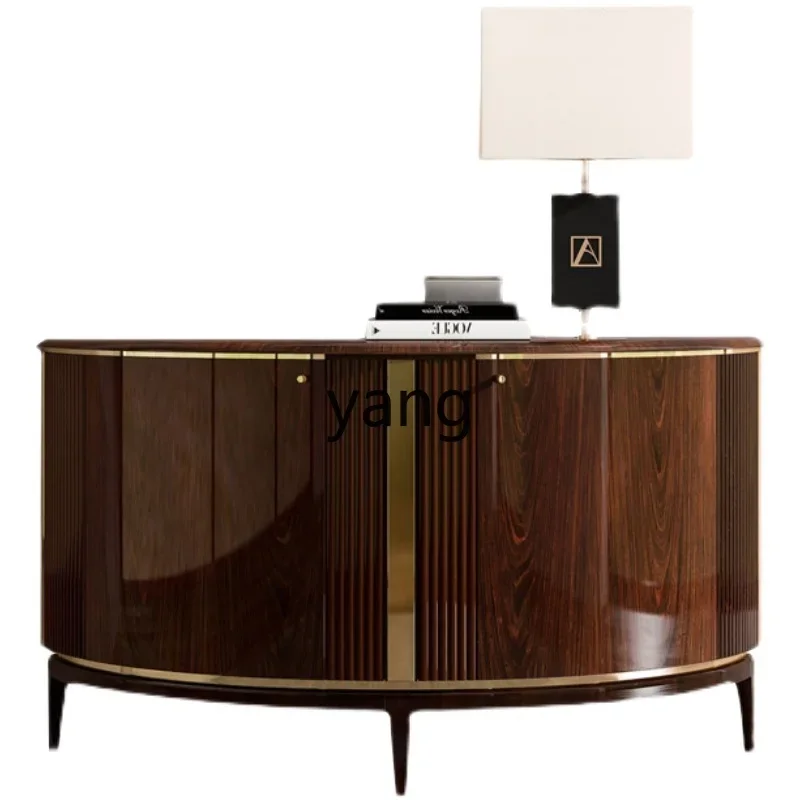 YJQ postmodern solid wood dining side cabinet minimalist entrance foyer porch cabinet semi-circular arc high sense