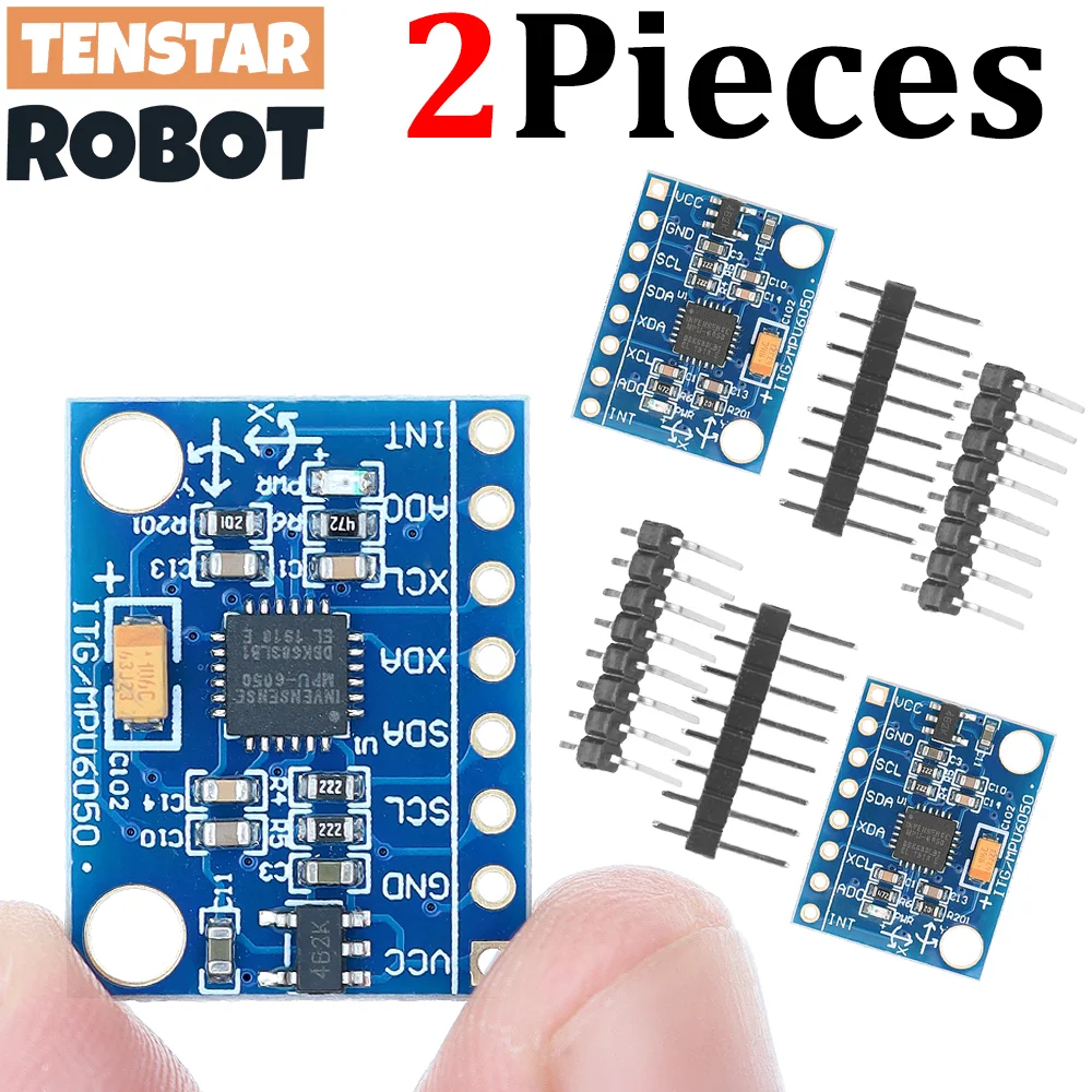 TENSTAR 2 قطعة MPU6050 3 محاور أجهزة استشعار الدوران التناظرية + 3 محاور وحدة التسارع MPU-6050 GY-521