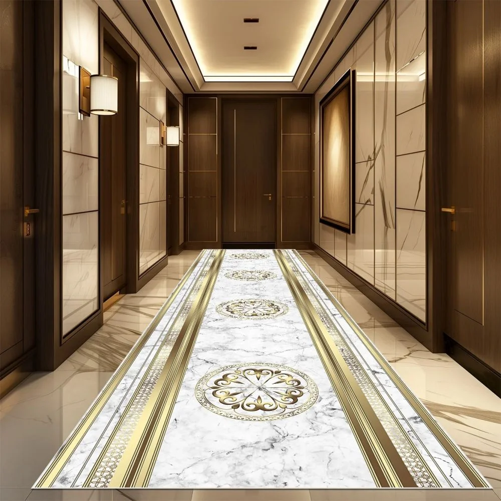 VIKAMA Light Luxury Long Corridor Carpet, waschbare, rutschfeste Eingangsmatte, Teppich für Wohnzimmer und Schlafzimmer, Heimdekoration – Detail 2