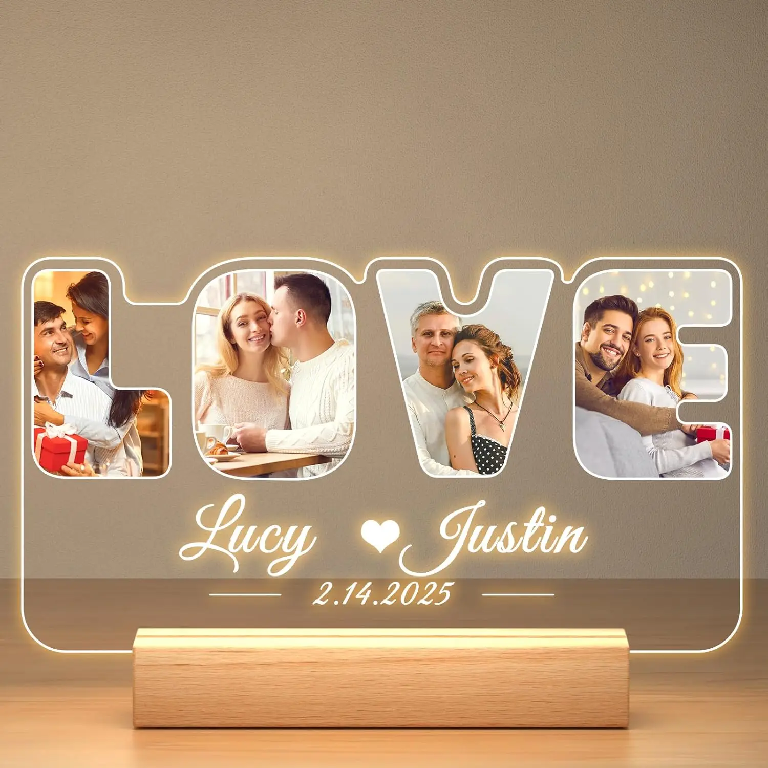 Custom Plaque Picture Frames Photo Frame Personalized Anniversary Birthday Gifts for Women Men Girlfriend Boyfriend Him Couple
